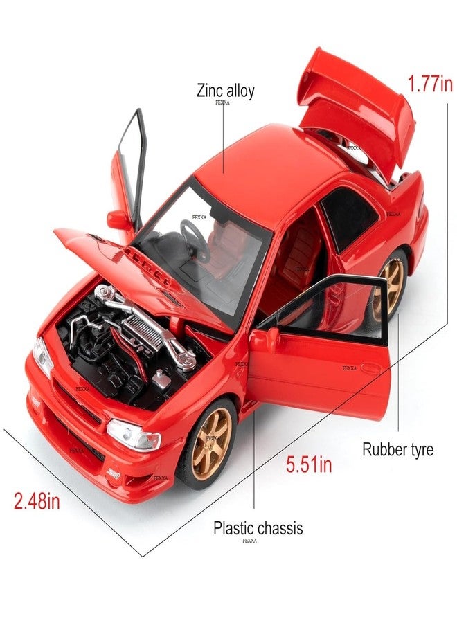 FEXXA سيارة FEXXA 1/32 متوافقة مع سيارة سوبارو إمبريزا WRX STI النموذجية، لعبة سيارة قابلة للتحصيل تعمل بالسحب للخلف مصنوعة من المعدن المصبوب مع أصوات وأضواء للأطفال والأولاد والبنات والكبار، هدية (أحمر) - Image 3